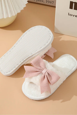 Bow Knot Decor Plush Slippers