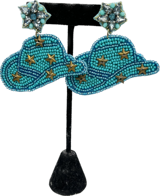 Beaded Star Cowboy Hat Earrings