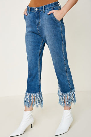 Frayed Petite Crop Jeans