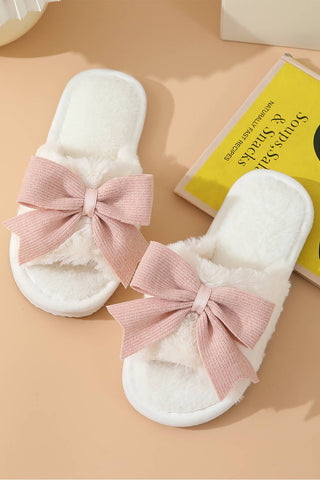 Bow Knot Decor Plush Slippers