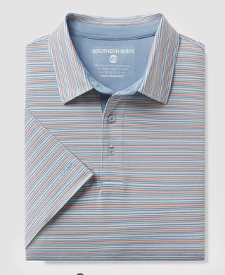 Sawgrass Stripe Polo- Blue Lagoon