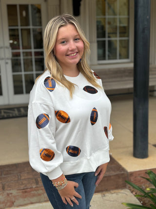 Gameday Sequin Football Crewneck