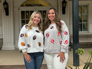 Gameday Sequin Football Crewneck