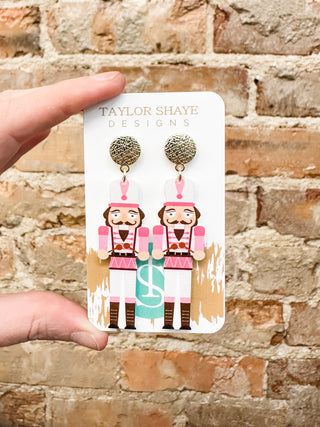 Pink Acrylic Nutcracker Taylor Shaye Earrings