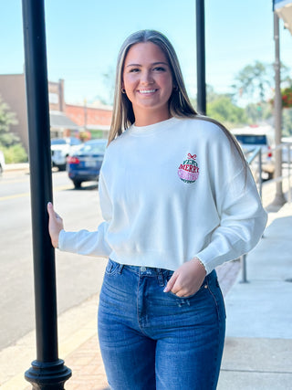 cropped and flocked sweater