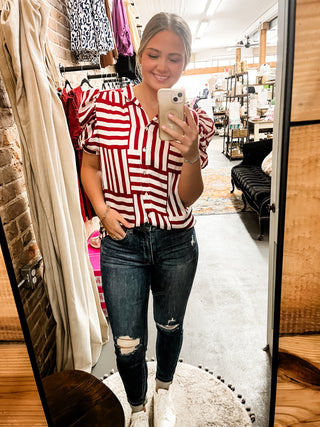 Crimson Stripe top