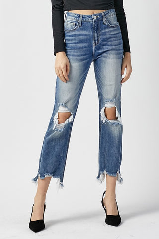 HIGH RISE STRAIGHT CROP JEANS