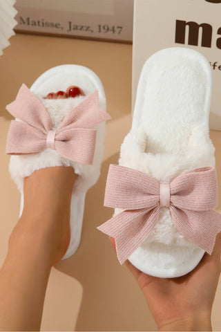 Bow Knot Decor Plush Slippers