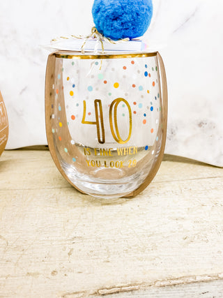 Mud Pie Birthday Wine glasses